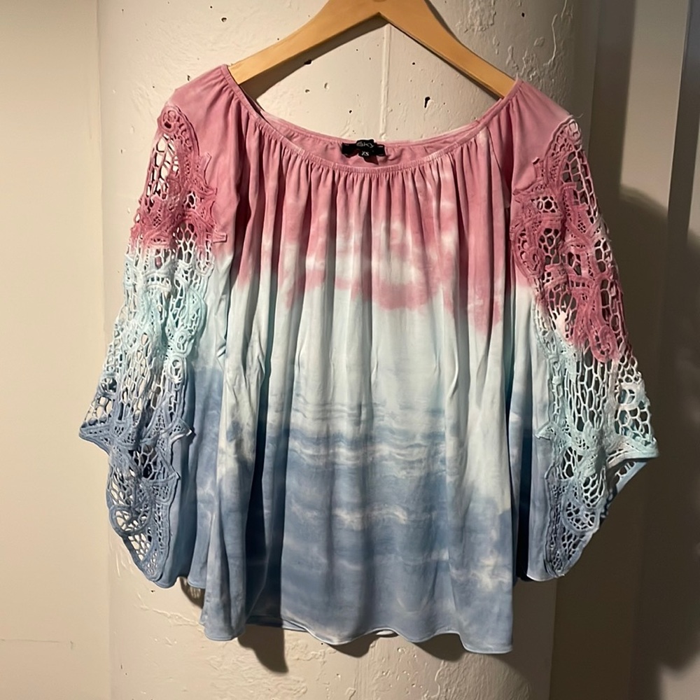 Sky off the shoulder top